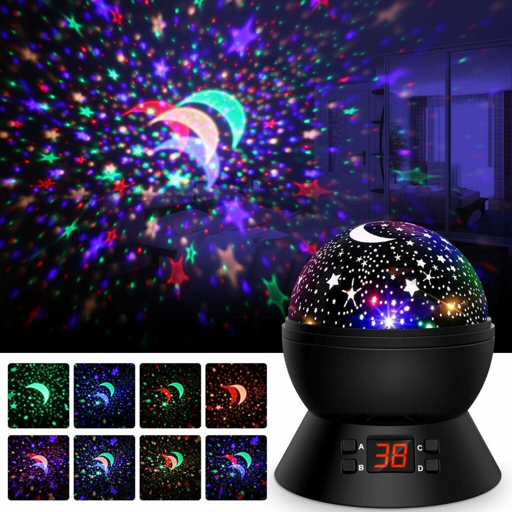 帮助孩子晚上入睡的玩具  Star Projector-Night Lights for Kids 360 Degree Rotating Star Moon Projection Lamp
