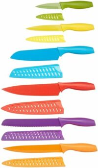 各种颜色的刀具 AmazonBasics 12-Piece Colored Kitchen Knife Set