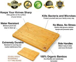 由竹子制作而成的一款切菜板 Organic Bamboo Cutting Board 