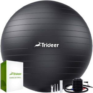 一个致密、易于充气的球，可承重 2,200 磅 Trideer Extra Thick Yoga Ball Exercise Ball