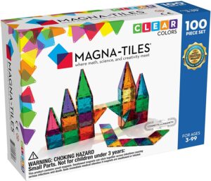 小孩喜欢玩的建筑瓷砖 Magna-Tiles 100-Piece Clear Colors Set