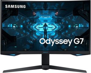 最佳曲屏游戏显示器 SAMSUNG 27寸Odyssey G7 - QHD 1000R Curved Gaming Monitor