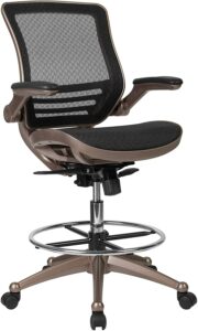 最适合设计者的网状办公椅：Flash Furniture Mid-Back Transparent Black Mesh Drafting Chair