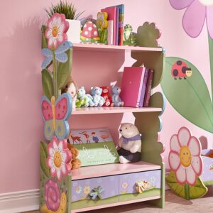 很适合给小女孩使用的书柜书架 Cracked Rose Thematic Kids Wooden Bookcase with Storage