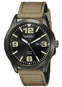 男士日常手表推荐Seiko Men's SNE331 Sport Solar Black Stainless Steel Watch