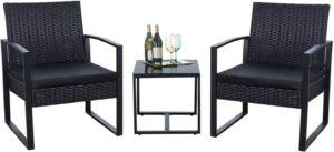Flamaker三件式庭院组合 Flamaker 3 Pieces Patio Set Outdoor Wicker Patio Furniture Sets
