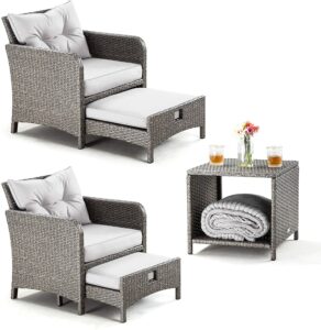 Pamapic 5件式柳条露台家具套装 PAMAPIC 5 Pieces Wicker Patio Furniture Set