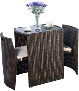 最独特的庭院家具 Giantex 3 PCS Cushioned Outdoor Wicker Patio Set 