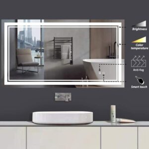 带LED，防雾背光浴室镜 Keonjinn 40 x 24 Inch LED Bathroom Vanity Mirrors Wall Mounted