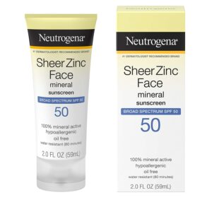 防晒乳液 Neutrogena Sheer Zinc Oxide Dry-Touch Mineral Face Sunscreen Lotion 