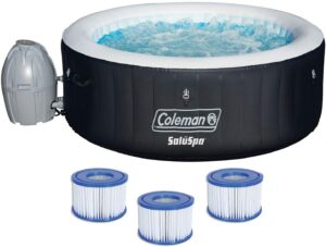 Coleman4人充气热水浴缸水疗中心 Coleman 13804-BW SaluSpa 4 Person Portable Inflatable Outdoor Round Hot Tub Spa