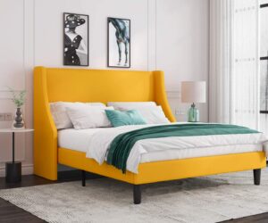 美国床垫推荐Allewie Queen Size Modern Platform Bed Frame