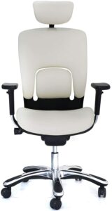 白色外观人体工学椅 GM Seating Ergolux Genuine Leather Executive Hi Swivel Chair