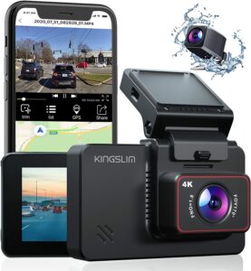Kingslim D4 4K Dual Dash Cam with Built-in WiFi GPS 行车记录仪和导航2合一 原价 114.99美元 现价 100.29美元