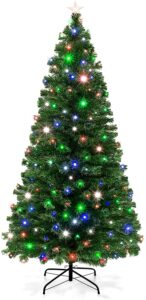 带灯的圣诞树推荐 Best Choice Products 7-Foot Pre-Lit Fiber Optic Artificial Christmas Pine Tree