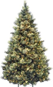 最佳人造圣诞树推荐National Tree Carolina Pine Tree with Clear Lights 7.5 Feet