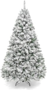 白色人造圣诞树Best Choice Products 6ft Premium Snow Flocked Artificial Holiday Christmas Pine Tree