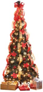 金色圣诞树HOLIDAY PEAK 7’ Pull-Up Poinsettia Christmas Tree