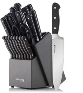 价格最实惠的刀具套装：Sabatier Sharpening Edgekeeper Pro 21-Piece Forged Triple Rivet Knife Block Set