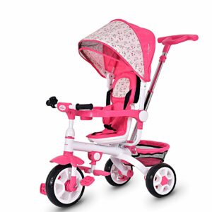 Costzon Tricycle for Toddlers 带顶棚和篮子的4合一儿童三轮车